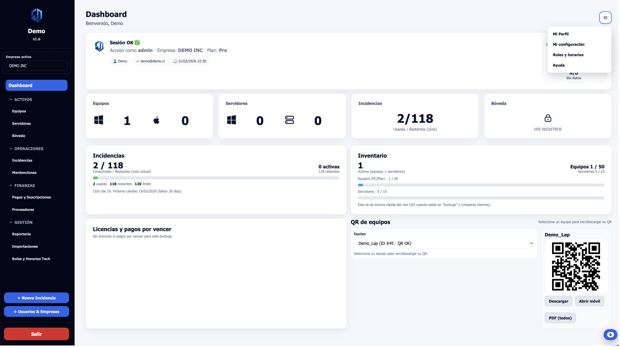 Dashboard de AssetControl
